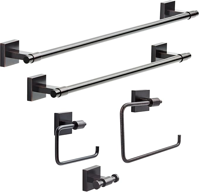 Franklin Brass Maxted (1-Pack) Hand Towel Holder Venetian Bronze Towel Racks for Bathroom Wall Square Towel Ring Holder for Bath Towel Hanger for Kitchen, Bathroom Accessories MAX46-VBR