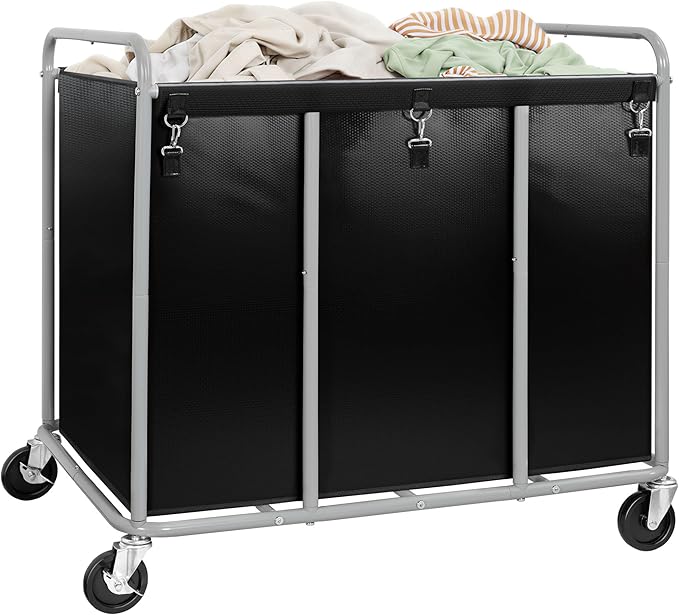 430L Commercial Laundry Cart with Wheels, Large Heavy Duty Rolling Laundry Hamper With Handle and Removable Waterproof Liner Bag, Industrial Dirty Clothes Hampers for Home & Hotel