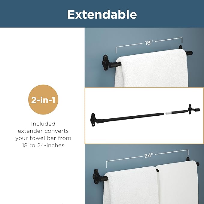 Franklin Brass Gainesville 4-Piece Bathroom Set Polished Chrome 18" + 6" Towel Rack, Toilet Paper Holder, Hand Towel Holder, Hook | 4-Piece Bath Hardware Accessories Set GNV64-PC