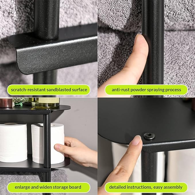 simpletome Towel Racks for Bathroom Storage Shower Organizer 31 inch Wall Mounted with Shelves Can Holds 6 Large Towels Thickened Carbon Steel(Cream White)