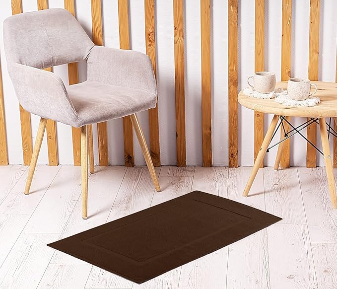 Utopia Towels Cotton Banded Rug, Bath Mats, Not a Bathroom Rug, 21 by 34 Inches, 100% Ring Spun Cotton, Highly Absorbent Shower Bathroom Floor Mat,Dark Brown, 2 Pack