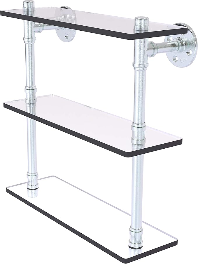 Allied Brass Pipeline Collection 16 Inch Triple Glass Shelf
