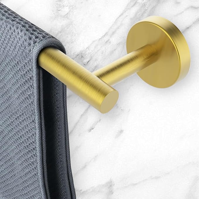 Newfun 24 Inch Brushed Gold Bath Towel Bar, 2Pcs Towel Racks for Bathroom Rod Classic SUS304 Stainless Steel Bathroom Towel Holder Wall Mounted