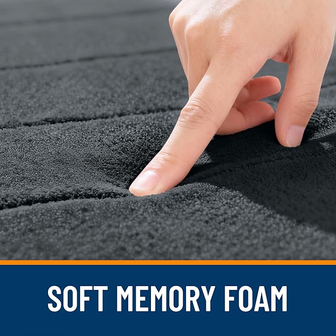 OLANLY Memory Foam Bath Mat 59x35, Super Soft Absorbent Bathroom Rugs, Quick Dry, Machine Washable Shower Floor Rugs, Bathmat Carpet, Bathroom Home Decor Accessories, Dark Gray