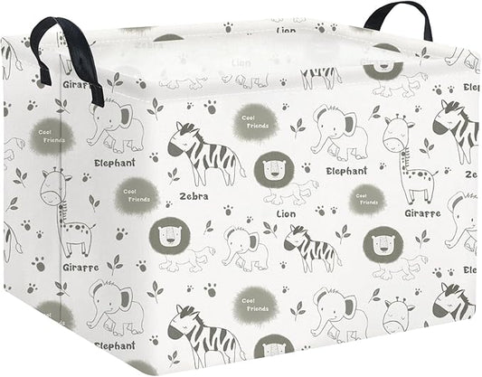 Rectangular Kids Storage Basket Gift Basket Baby Storage Basket Cute Toy Storage Bin Organizer Shelf Book Basket Room Decor(Light Animal)