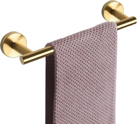 NearMoon Bath Towel Bar, Thicken Stainless Steel Shower Towel Rack Holder Wall Mounted for Bathroom, 12-lnch Overall Length-10-lnch Usable Hanging Space (1 Pack, Brushed Gold)