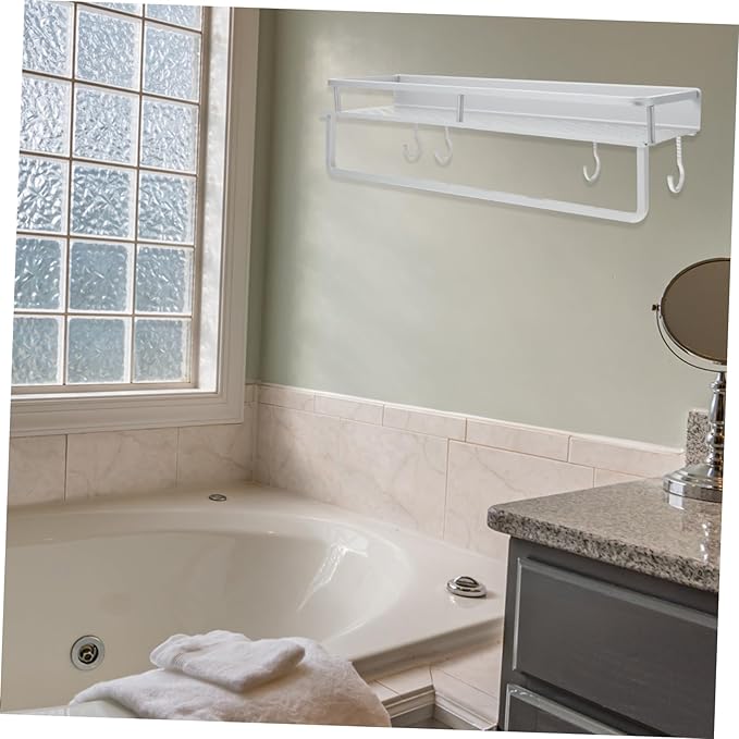 Ciieeo Bathroom Wall-Mounted Storage Rack Multifunctional No Drill Organizer Shelf for Bathroom and Kitchen Sturdy and Easy to Install Hollow Design for Space Saving