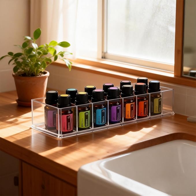 8Slots Roller Bottles Holder,Essential Oil Holder,Acrylic Essential Oil Storage,for Bottles Perfumes and Nail Polish Shelf,Essential Oil Organizer,Makeup Storage Rack