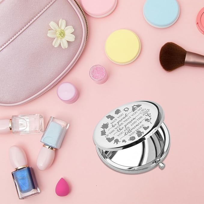 PLITI Princess Fan Gift May You Be Proud of The Work That You Do Princess Compact Mirror for Fairy Tales Lover (Be Proud Beauty CM)