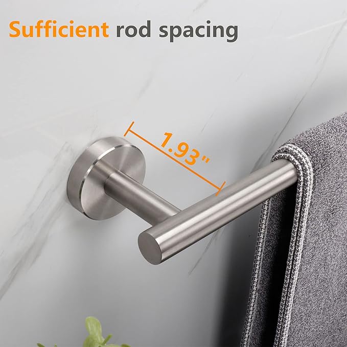 TocTen Bath Towel Bar - 2 Pack Thicken SUS304 Stainless Steel Towel Rack for Bathroom, Bathroom Hardware Accessories Towel Rod Heavy Duty Wall Mounted Towel Holder (16 Inch, Brushed Nickel)