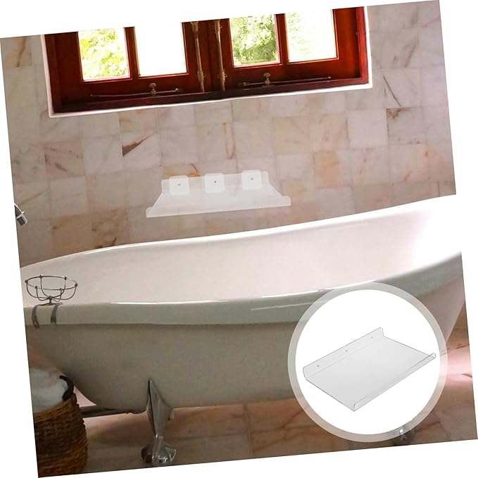 Hemobllo Acrylic Floating Shelf for Bathroom Clear Wall Mounted Storage Rack Small Easy Installation No Drilling Required for Organizing Toiletries Cosmetics and More