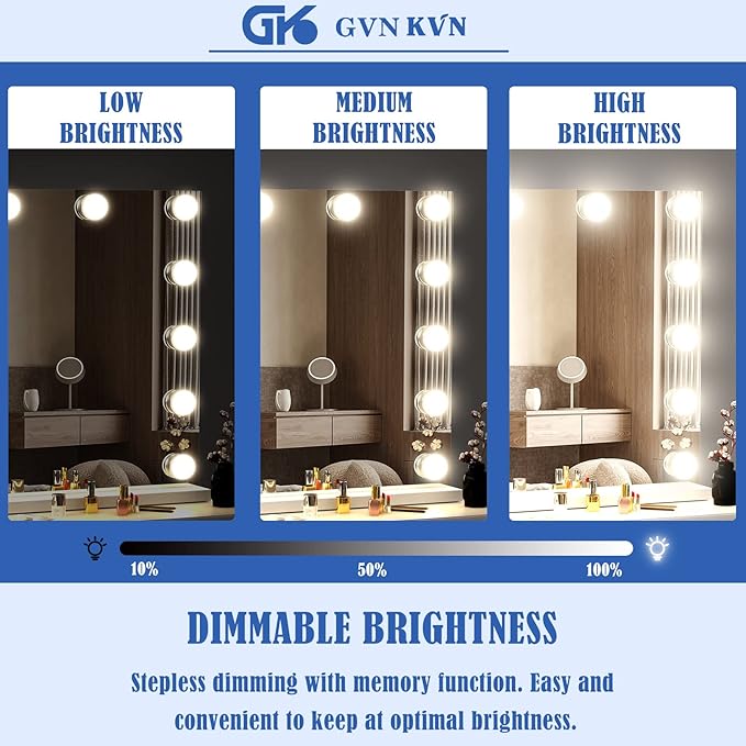 Gvnkvn 18 Extra Bulbs Vanity Mirror with Lights with USB & Type-C Charing, 32WX24L Tabletop Hollyhood Makeup Mirror, Lighted Vanity Mirror,3 Colors Modes,Touch Control,Metal Frame,White