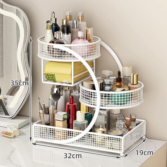 Multiple Tiers Metal Cosmetic Organizers Modern Storage Rack For Skincare Lipsticks Bathroom Countertop Without Tool
