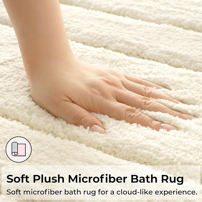 GRANNY SAYS Bathroom Rugs Non Slip, 24" x 48", Bath Rugs for Bathroom Washable, Bath Mats for Floor, Microfiber Bath Mat for Tub, Absorbent Bath Rugs for Shower Room, Ivory