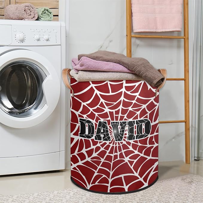Spider Wed Personalized-Laundry-Hamper-Basket for Kids Custom Name Collapsible Storage Organizer Bin Dirty Clothes Toys Hamper for Boys Nursery in Laundry, Bedroom, Bathroom
