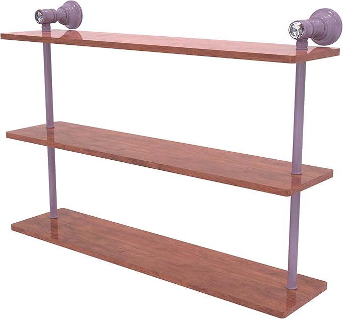 Allied Brass CC-5-22-IRW-LVN Carolina Crystal Collection 22 Inch Triple Wood Shelf, Lavender