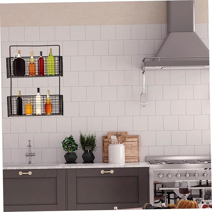 Wall Mounted Bathroom Shelf Dual Layer Multi-Function Storage Rack for Kitchen and Toilet Space-Saving Draining Rack Holder with Stable Iron Construction in Black