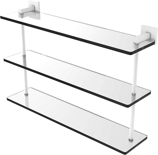 Allied Brass MT-5-22 Montero Collection 22 Inch Triple Tiered Glass Shelf, Matte White