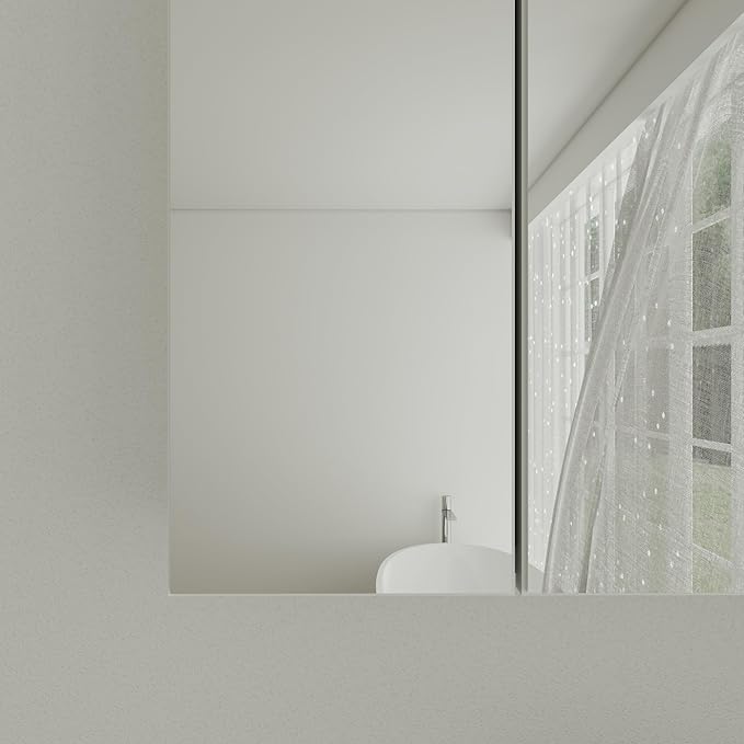 Panana Bathroom Mirror Cabinet Medicine Cabinets with 3 Mirrored Door Wall Mounted Cabinet with Mirror, Storage Shelf with Adjustable Shelves Storage Organizer Kitchen Cupboard (White, 23.6x23.6 inch)