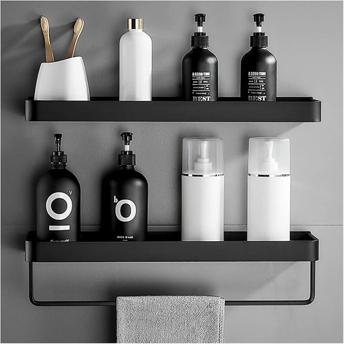 Bathroom Shelf Bathroom Shelf Wall Shelves Shelf Aluminum Black Bathroom Corner Shelf Wall Mounted Black Aluminum Kitchen Storage Holder Floating Shelves (Color : Army Green)