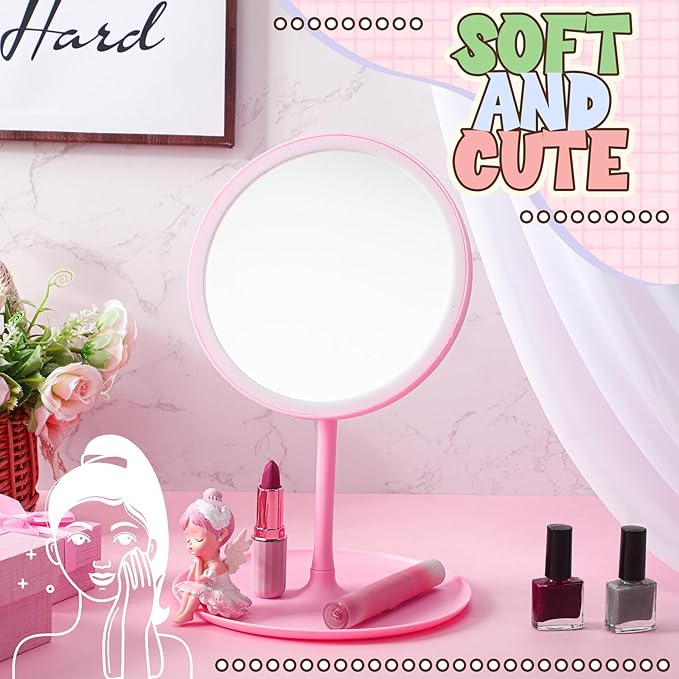 DoubleFill 6 Pcs Spa Party Mirrors Gifts Sleepover Party Favors Make up Table Mirror for Women Girls Mothers Day Accessory Sleepover Supplies Bridesmaid Gifts Slumber Birthday Favors(Pink)