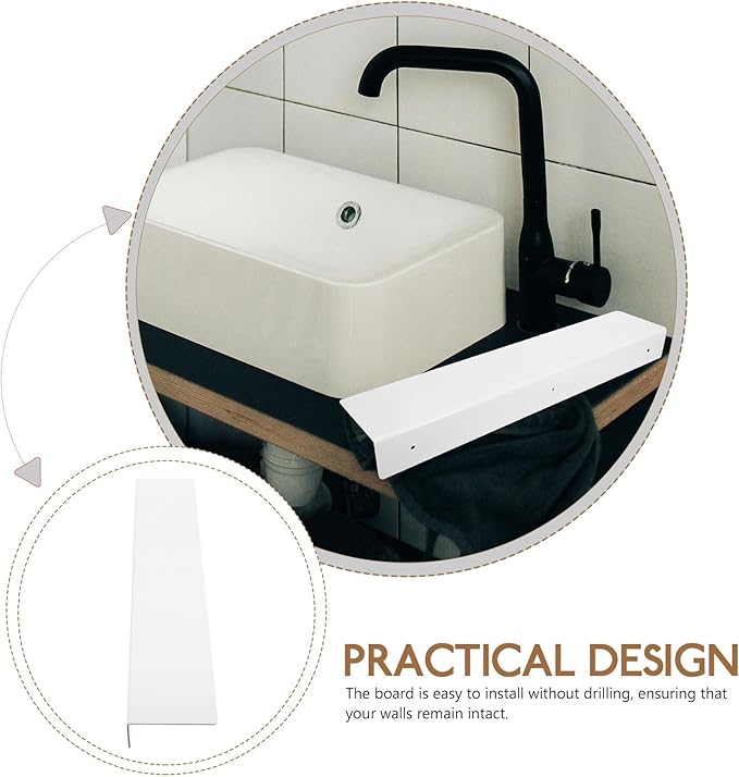 Homoyoyo Floating Wall Shelf for Bathroom and Kitchen, White Plastic No-Drill Wall-Mounted Storage Rack 50x10cm, Space-Saving Organizer for Toilet, Vanity, and Cabinet Gap