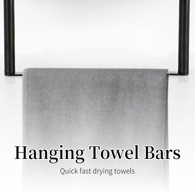Bathroom Towel Rack, Towel Storage for Bathroom, 3 Tier Towel Rack with Shelf and Towel Bar, Towels Storage and Organizer - Matte Black