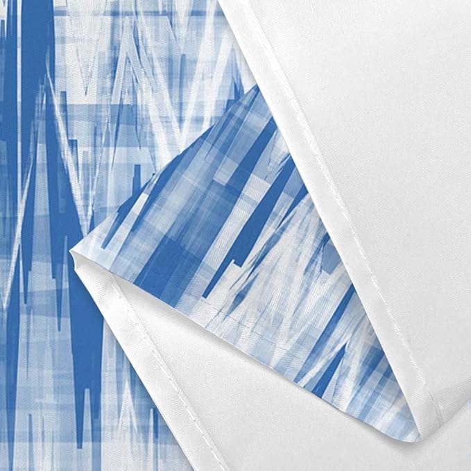 JAWO Blue White Shower Curtain, Modern Abstract Pattern Machine Washable Home Bathroom Decorations, Navy Blue Striped Wave Shower Curtain Set with Hooks Waterproof Fabric Bath Curtains Home Decor