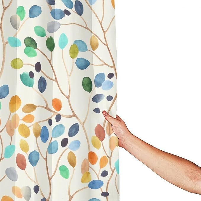Boho Floral Shower Curtain, Spring Colorful Botanical Flower Leaves Bohemian Fabric Shower Curtain Set with 12 Hooks, Bathroom Bathtub Decor Cloth Curtain 66x72 Inches(168x183cm), Style-11