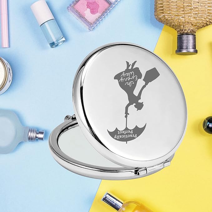 KEYCHIN Mary Qoute Pocket Mirror Mary Fans Gift Practically Perfect in Every Way Umbrella Compact Mirror (Practically Perfect Mirror-S)