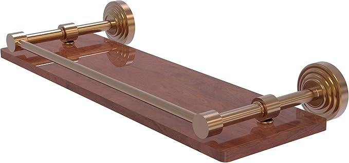 Allied Brass WP-1-16-GAL-IRW Waverly Place Collection 16 Inch Solid IPE Ironwood Gallery Rail Wood Shelf, Brushed Bronze