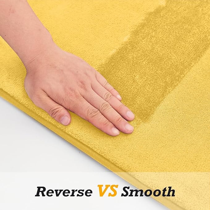 HUXMEYSON Bathroom Rugs Sets 2 Piece, Non-Slip & Quick Dry Bath Mat Set, Ultra Soft Velvet Bath Rugs for Bathroom, Toilet and Shower Floor, Yellow