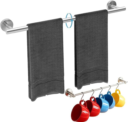 24 Inch Towel Bar, Towel Racks for Bathroom, SUS304 Stainless Steel Towel Bar for Bathroom Wall, Sturdy Towel Holder Bathroom Accessories (Silver)