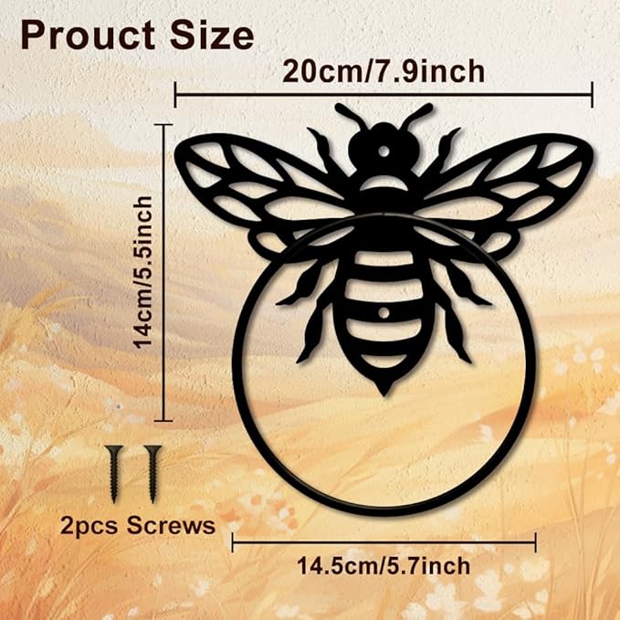 MAYJOYDIY Honey Bee Metal Towel Ring Antique Bumblebee Hand Towel Holder Round Cute Insects Towel Hangers Black Bathroom Towel Rack Wall Mounted for Kitchen Bath Home Laundry Room Decors Gifts