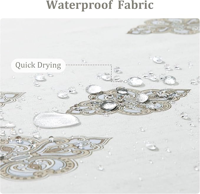 Beige Fabric Shower Curtain, Waterproof for Bathroom with Tan Printed Ombre Boho Paisley Damask Pattern, 72" W x 72" H
