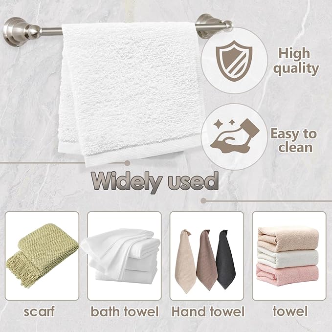 18 Inch Towel Bar for Bathroom,Satin Nickel, Wall Mounted Heavy Duty Towel Holder, Space-Saving Design, Modern Bathroom Décor Bathroom Towel Holder for Hand Towels, Kitchen Towels