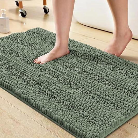 Turquoize Non Slip Shaggy Bathroom Rugs Blue Bath Rugs for Bathroom Chenille Bath Rugs for Bathroom 1 Piece Bath Mat Set Super Absorbent Shower Rug for Tub Mats, 20"x 32", Green Bay