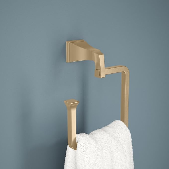 Delta Dryden (1-Pack) Hand Towel Holder Champagne Bronze Towel Racks for Bathroom Wall Square Towel Ring Holder for Bath Towel Hanger for Kitchen, Bathroom Accessories 75146-CZ