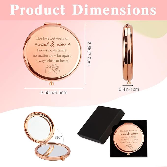 Valentines Day Gifts for Aunt Compact Mirror Aunts Gifts from Niece Nephew Best Auntie Gift Ideas Cool Favorite New Special Aunty Gift Birthday Wedding Mother Day Christmas Aunty Mini Mirror