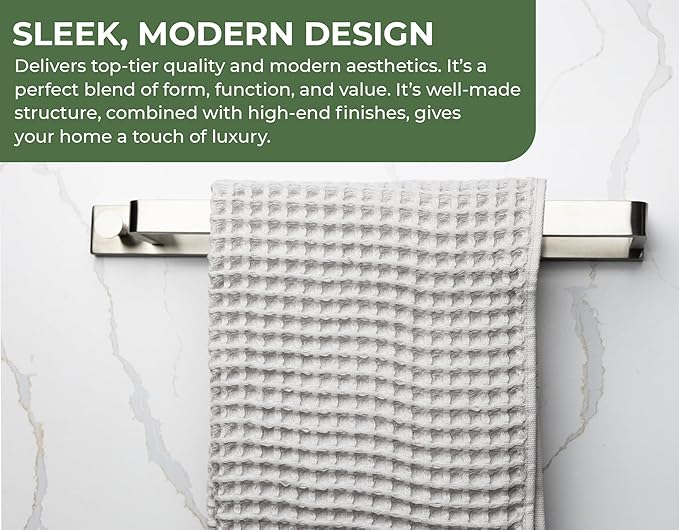 Saffron & Sage Towel Racks for Bathroom Wall Mounted, 17 inch Heavy Duty Bathroom Towel Rack Wall Mounted, Stainless Steel Bathroom Towel Holder for Bathroom Wall, Easy to Installation, Brushed Steel