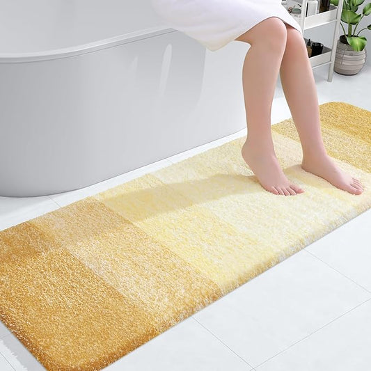 OLANLY Bathroom Rugs Mat 59x20, Extra Soft Absorbent Microfiber Bath Rug, Rubber Backing, Quick Dry, Machine Washable Bath Mats for Bathroom Floor, Tub and Shower, Home Decor Accessories, Light Yellow