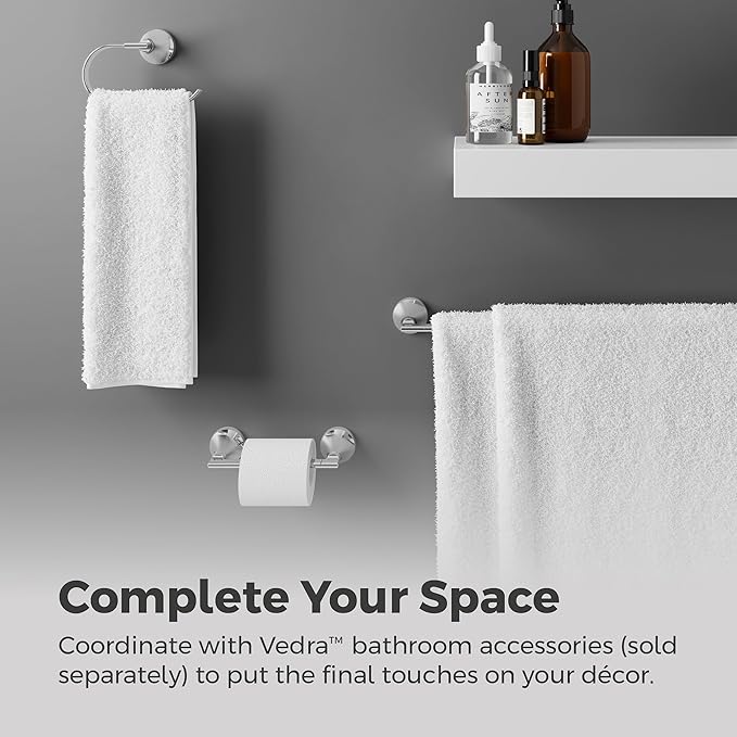 Pfister Vedra Towel Hook, Bathroom Towel & Robe Hook, Wall-Mounted, Screw-in, Polished Chrome Finish, BRHVED0C