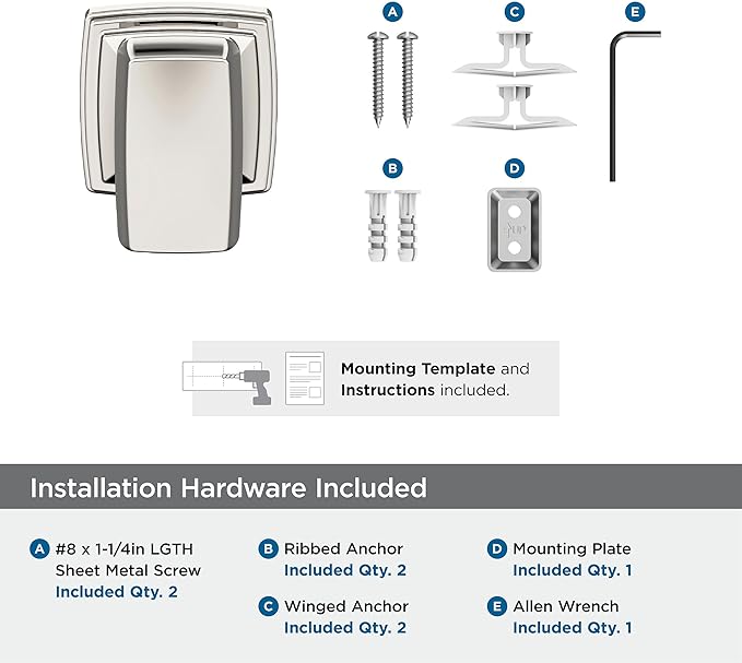 Amerock BH36030PN | Polished Nickel Single Robe Hook | 2-1/8 in. (54 mm) Length Towel Holder | Revitalize | Towel Hook for Bathroom | Bathroom Hardware | Bath Accessories