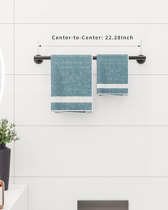 22 Inch Matte Black Towel Bar Towel Rack for Bathroom Kitchen Hand Towel Holder Dish Cloths Hanger SUS304 Stainless Steel RUSTPROOF Wall Mount Total Length 24 Inch (Matte Black)