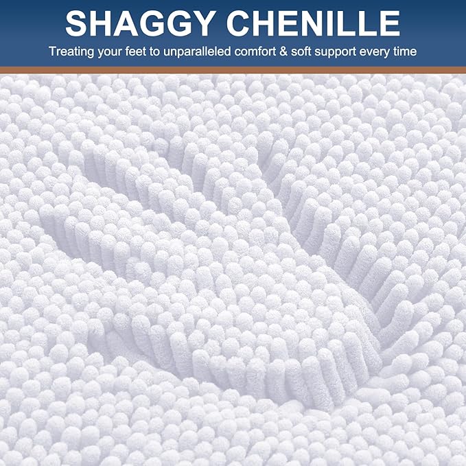 Smiry Luxury Chenille Toilet Rugs U-Shaped 24x24, Soft Absorbent Non-Slip Contour Bathroom Rugs for Toilet, Machine Washable Contoured Bath Mats, White