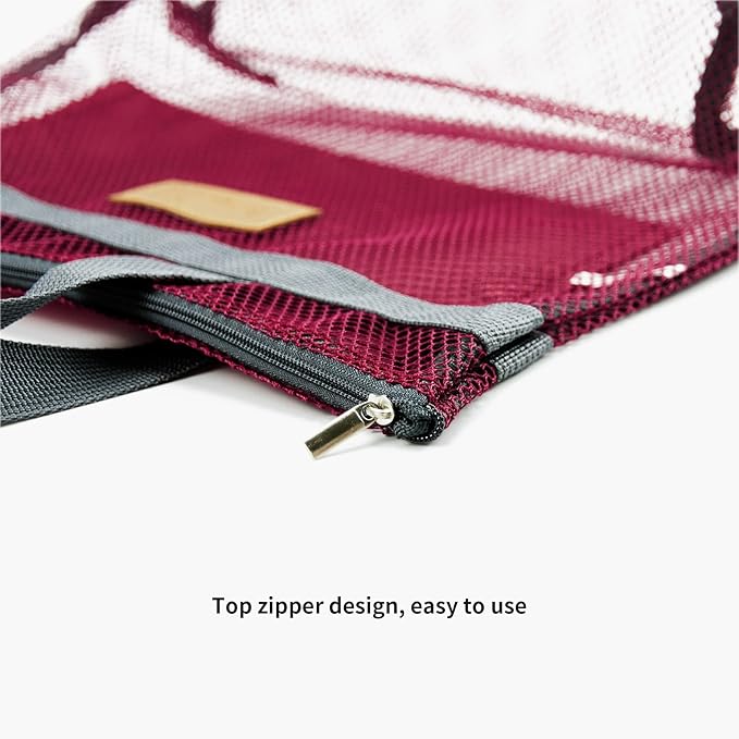 TOPASION Mesh Shower Caddy Bag Portable Hanging Toiletry and Bath Organizer with Zipper for Travel, Gym, Camping, College Dorms, Beach