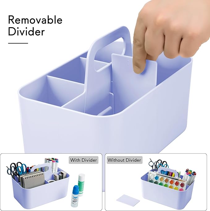 Tiawudi 2 Pack Caddy Organizer with Handle, Portable Plastic Caddy, Storage Organization for Cleaning, Bath, Makeup, Art, Craft, Stationery, Classroom and Office, Tote Organizer
