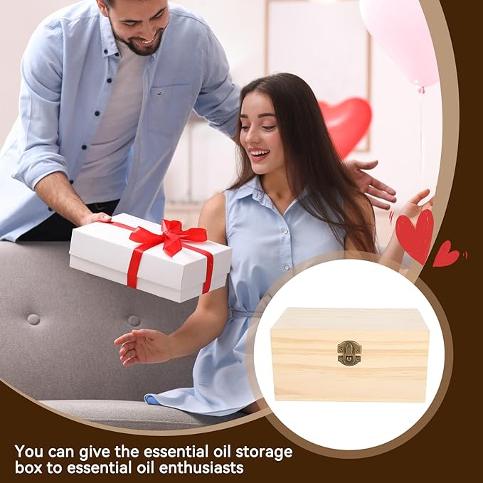 Agatige Essential Oil Storage Box Case, 15 Slot Essential Oil Box Aromatherapy Bottle Case Pine Display Fragrance Container Essential Oil Holder Organizer for Beauty Center Home Use