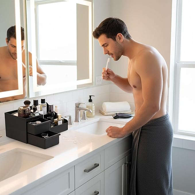 Cologne Organizer for Men,Cologne Stand,Nightstand Organizer,Cologne Shelf,Dresser Drawer Organizers,Organizador de Perfumes,Perfume Stand Organizer for Bedroom,Black