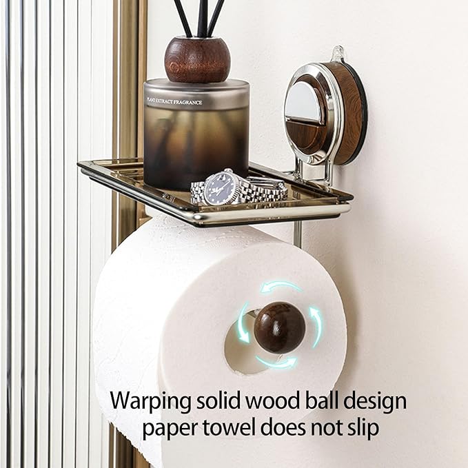 Modern Adhesive Bathroom Shelf Stainless Steel & Suction Cup Wall Space-Saving Toiletries Holder Space Saving Holder